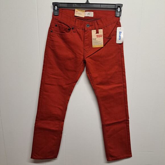 Levi's 511 Slim Fit Youth Jeans Sz 12‎ Reg 26x26 Auburn Red Stretch Cotton Blend - Picture 1 of 9
